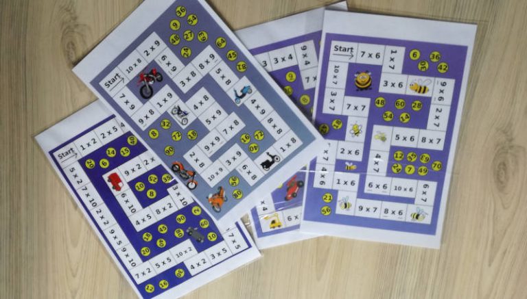 Math dice game – multiplication.