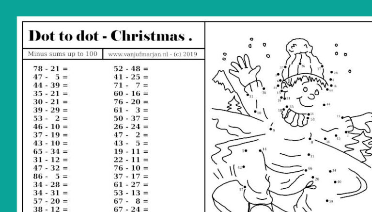 Dot to dot – Christmas. Plus and minus sums.